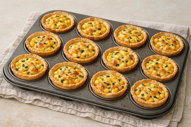 Corn & cheese mini tarts