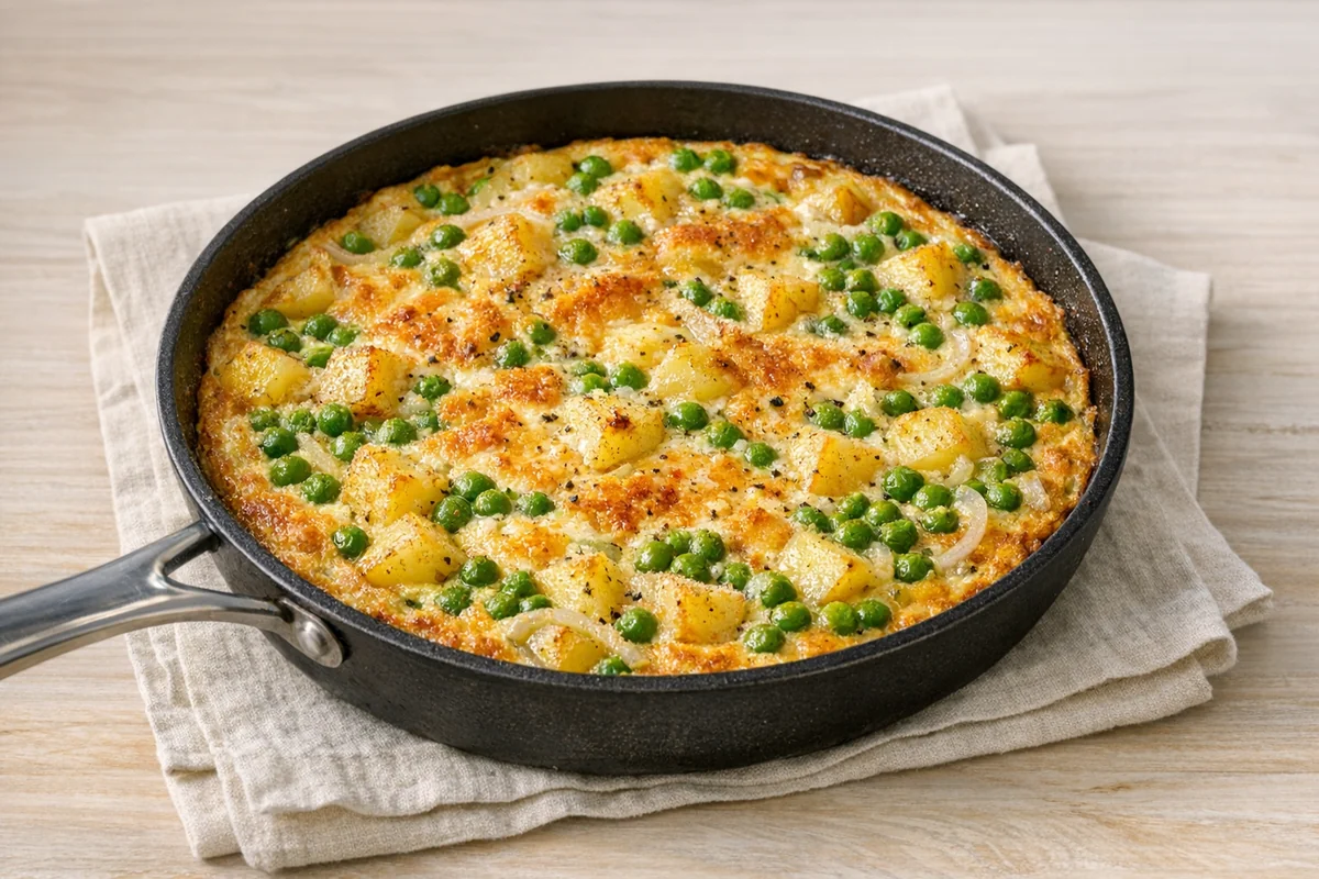 Pea & potato frittata, prepared and ready to eat