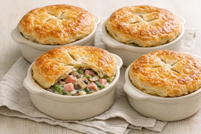 Ham & green bean pot pies