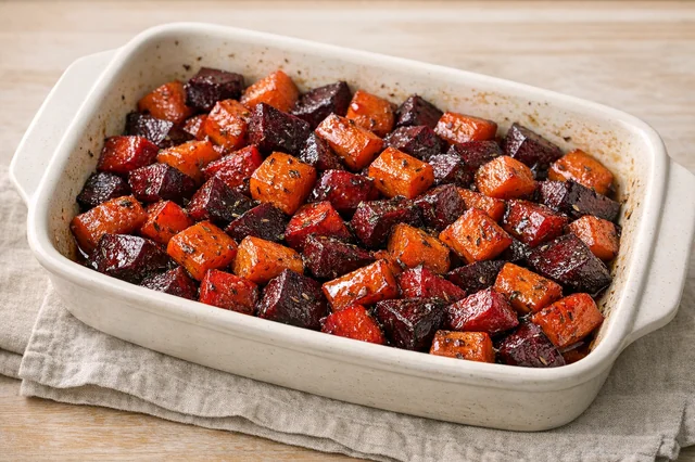 Maple-roasted beets & carrots