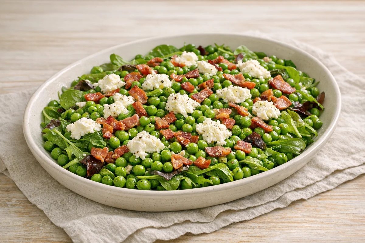 Pea, ricotta & bacon salad, prepared and ready to eat