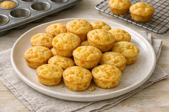 Peach & corn muffin bites