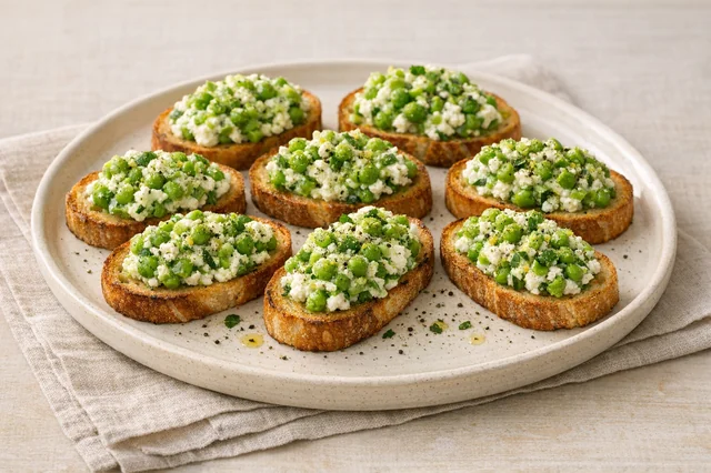 Pea & ricotta crostini