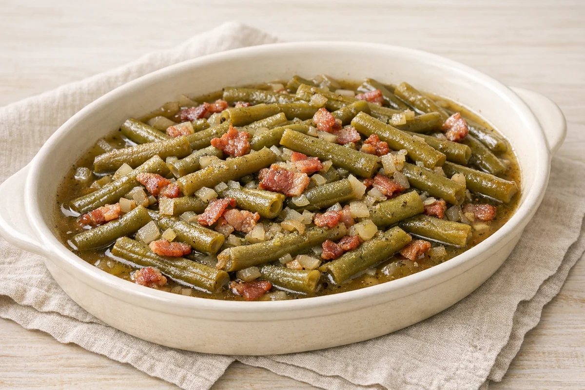 Southern-style green beans, prepared and ready to eat